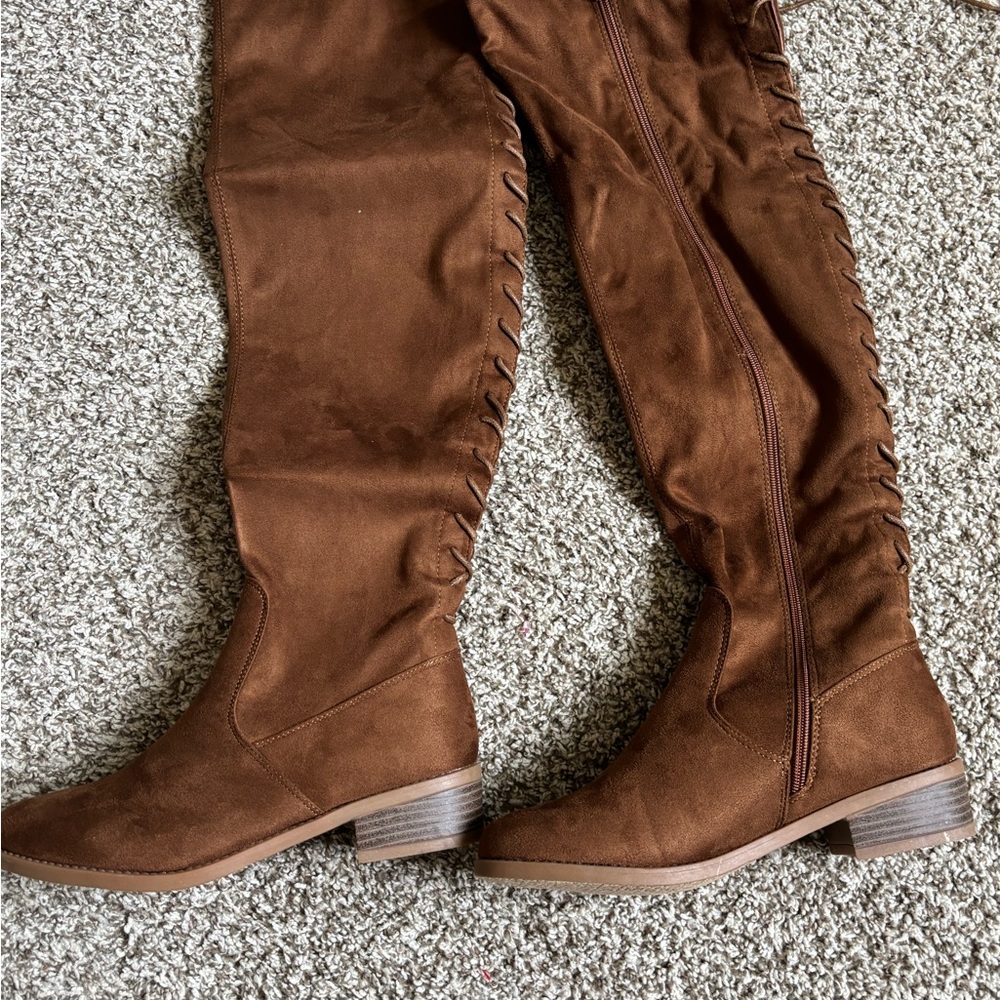 Stylish Brown Lace-Up Over-the-Knee Boots